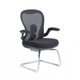 Modern Height Adjustable Armrest Staff Meeting Workers Mesh Office Chair No Wheels